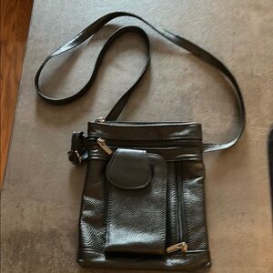Stylish Black Leather Crossbody Bag